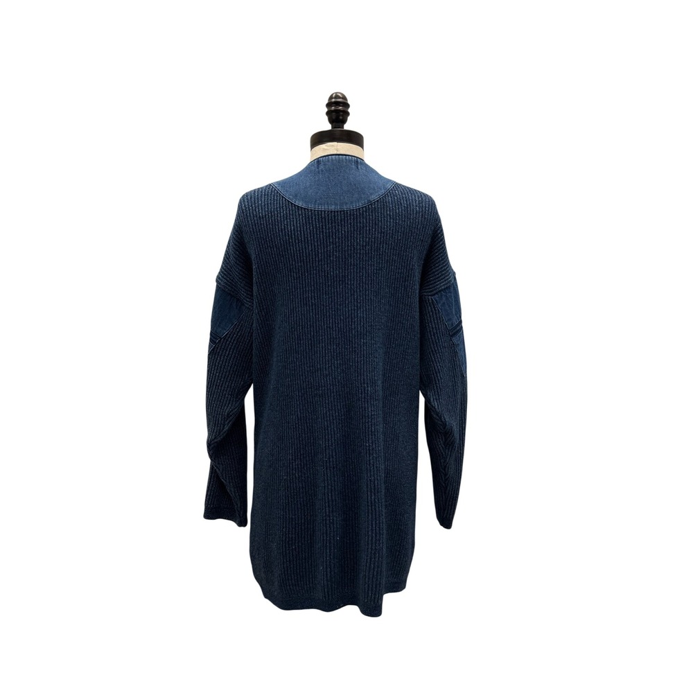 Blue Willi's Cardigan Women Size M Blue Indigo Cotton Ribbed Knit Denmark